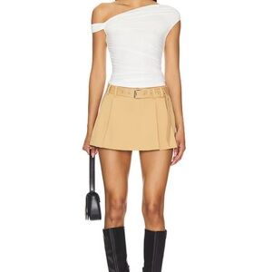 Tan Pleated Mini Skirt